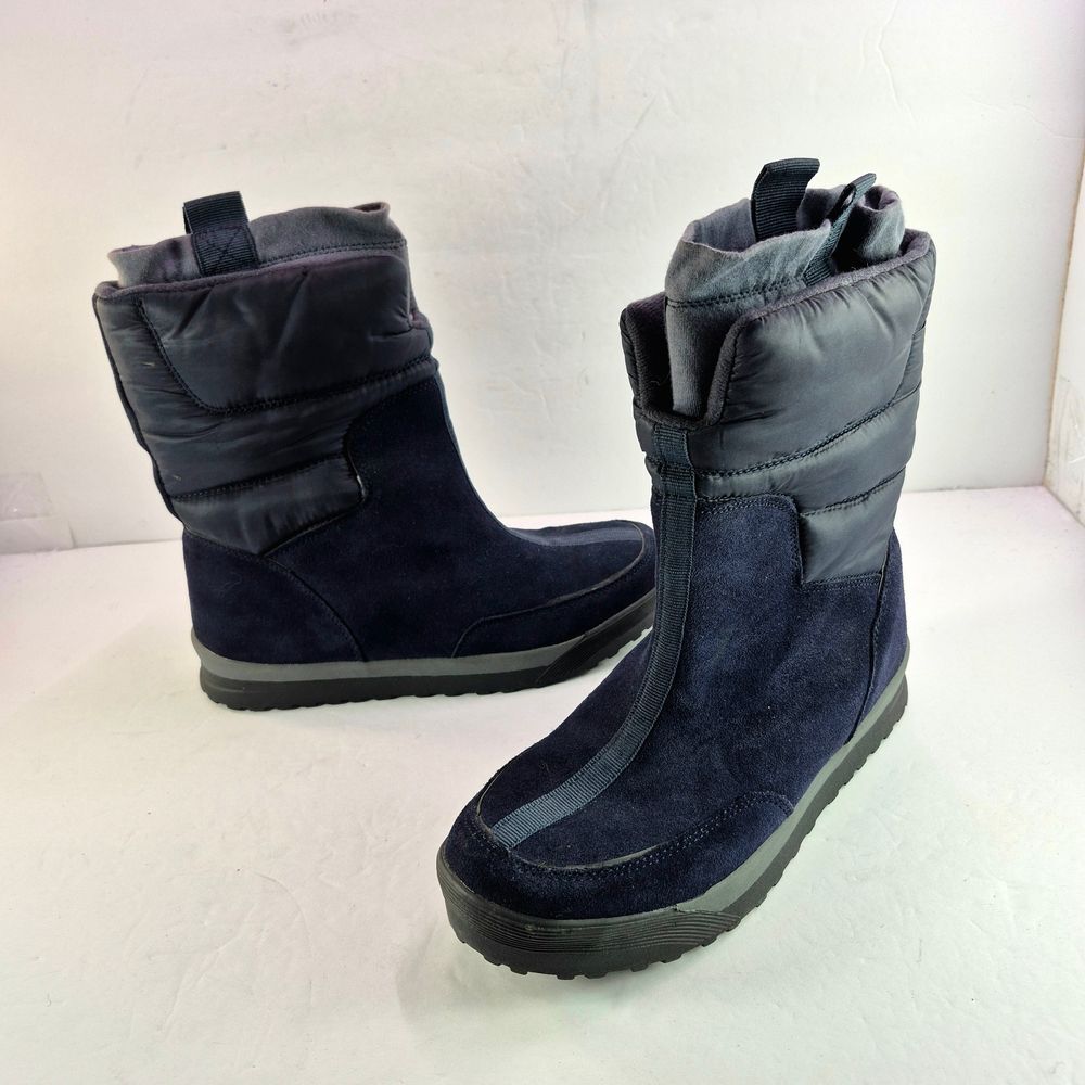 NWOT Lands' End Navy Blue Suede Insulated Commuter Winter Snow Boots 7.5 Women's